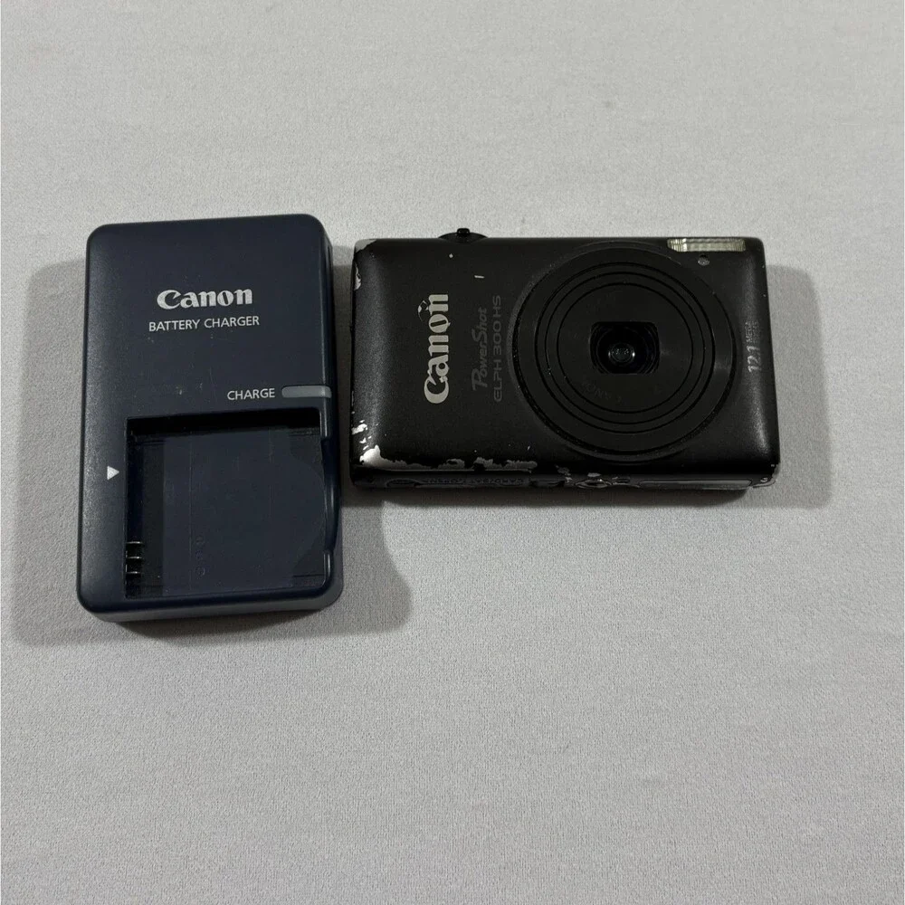 Canon PowerShot ELPH 300 HS Point Shoot Digital Camera Battery Charger Tested